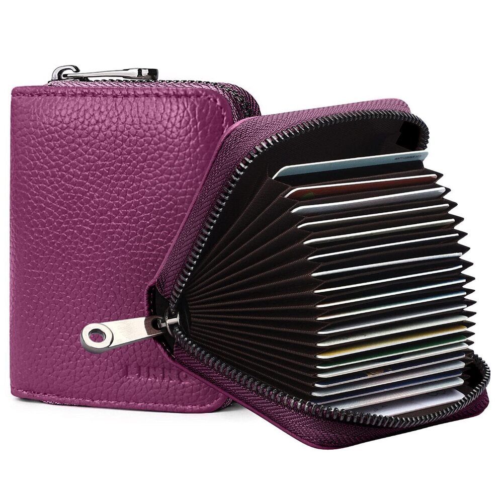 5634 RFID 20 Slots Credit Card Holder Leather Small Wallet or with Zipper